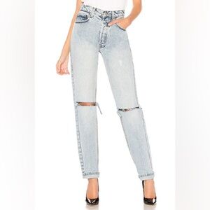 Elizabeth Sulcer X Miss Sixty Light Wash Distressed Straight-Leg Mom Jeans